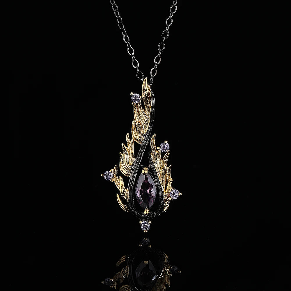 Iced Out Feather Gold Pendant Necklace