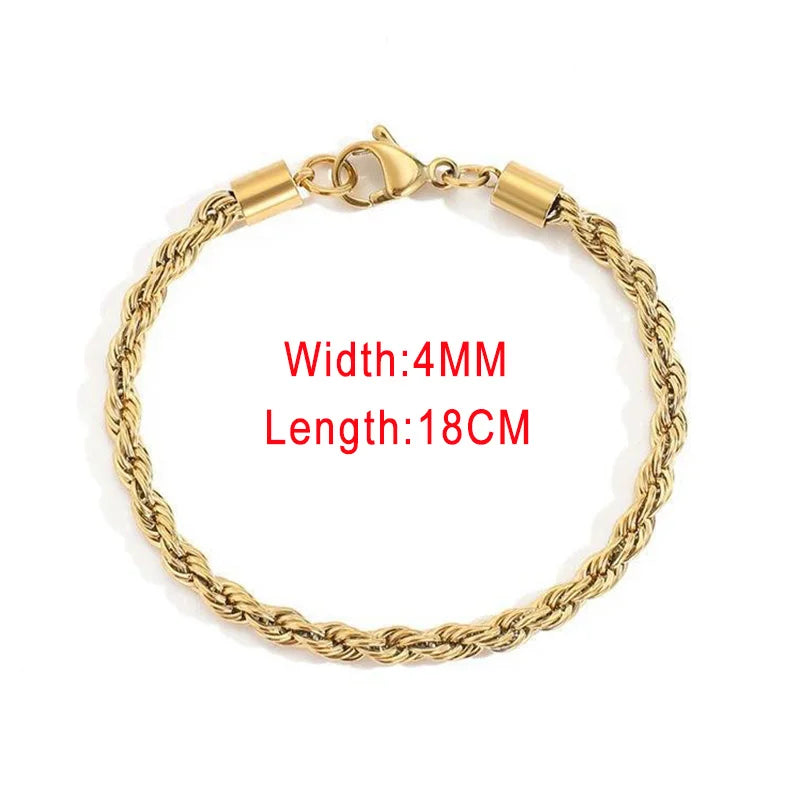 Rope Chain Bracelet 3-4mm — Stainless Steel
