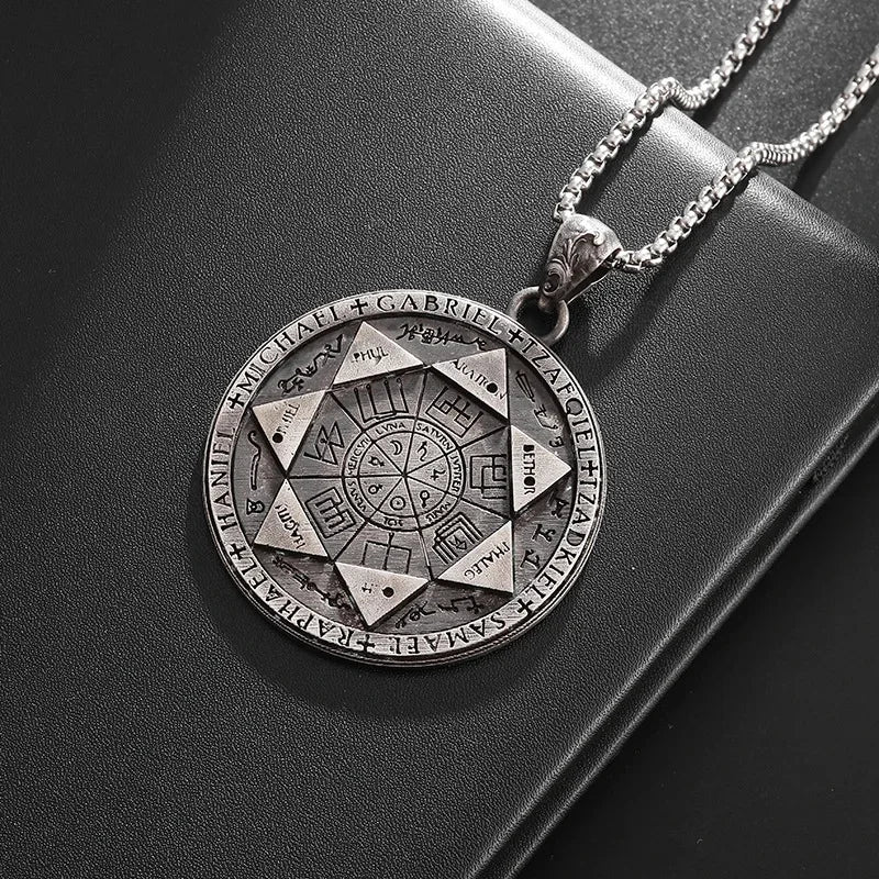 7 Archangels Seal Pendant Solomon Talisman Stainless Steel Necklace Mystical Amulet Jewelry For Men Women Hip Hop Rock
