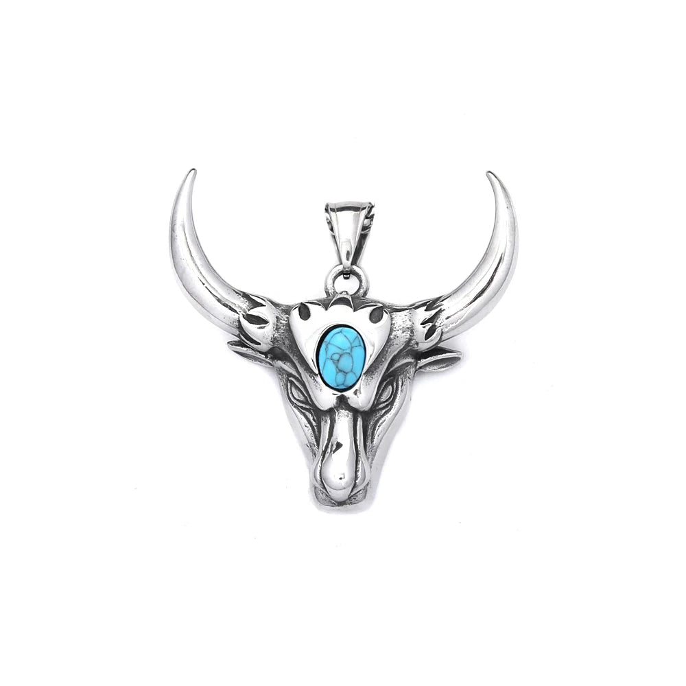 Vintage 316L Stainless Steel Bull Head Pendant Necklace For Men Women Hip Hop Fashion Animal Punk Jewelry Amulet Gifts