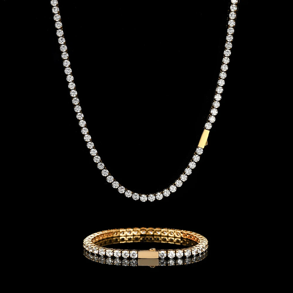 NY Stainless Steel Tennis Necklaces Woman Trend Men Women Iced Out 4mm Zircon Tennis Chains Jewelry No Fade