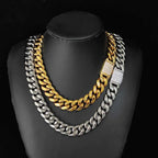18K Gold Cuban Chain Necklace Iced Out 18MM