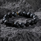 Block Volcanic Lava Stone Bracelet Men Black Classic Matte Obisidian Labradorite Bead Jewelry Women Birthday Gift for