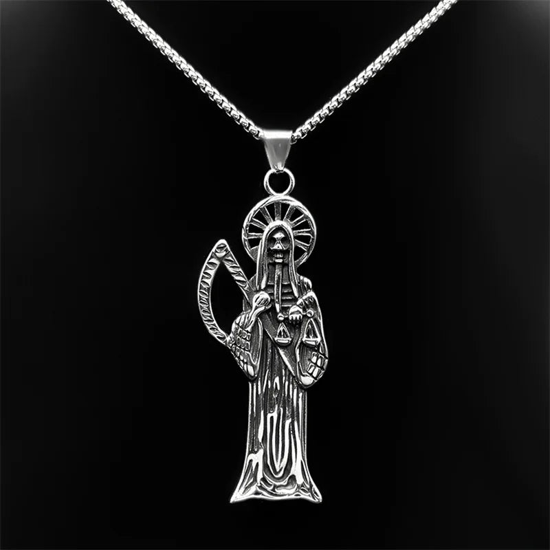 Grim Reaper Skull Pendant — Silver