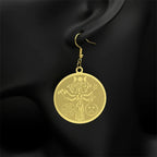 Snake Trident Gold Earrings Wicca Triple Moon