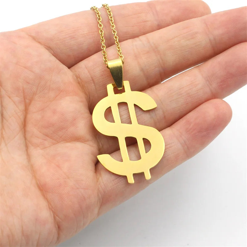 1pc Stainless Steel Dollar Sign Charm Pendant Unisex DIY Jewelry Gift for Men And Women