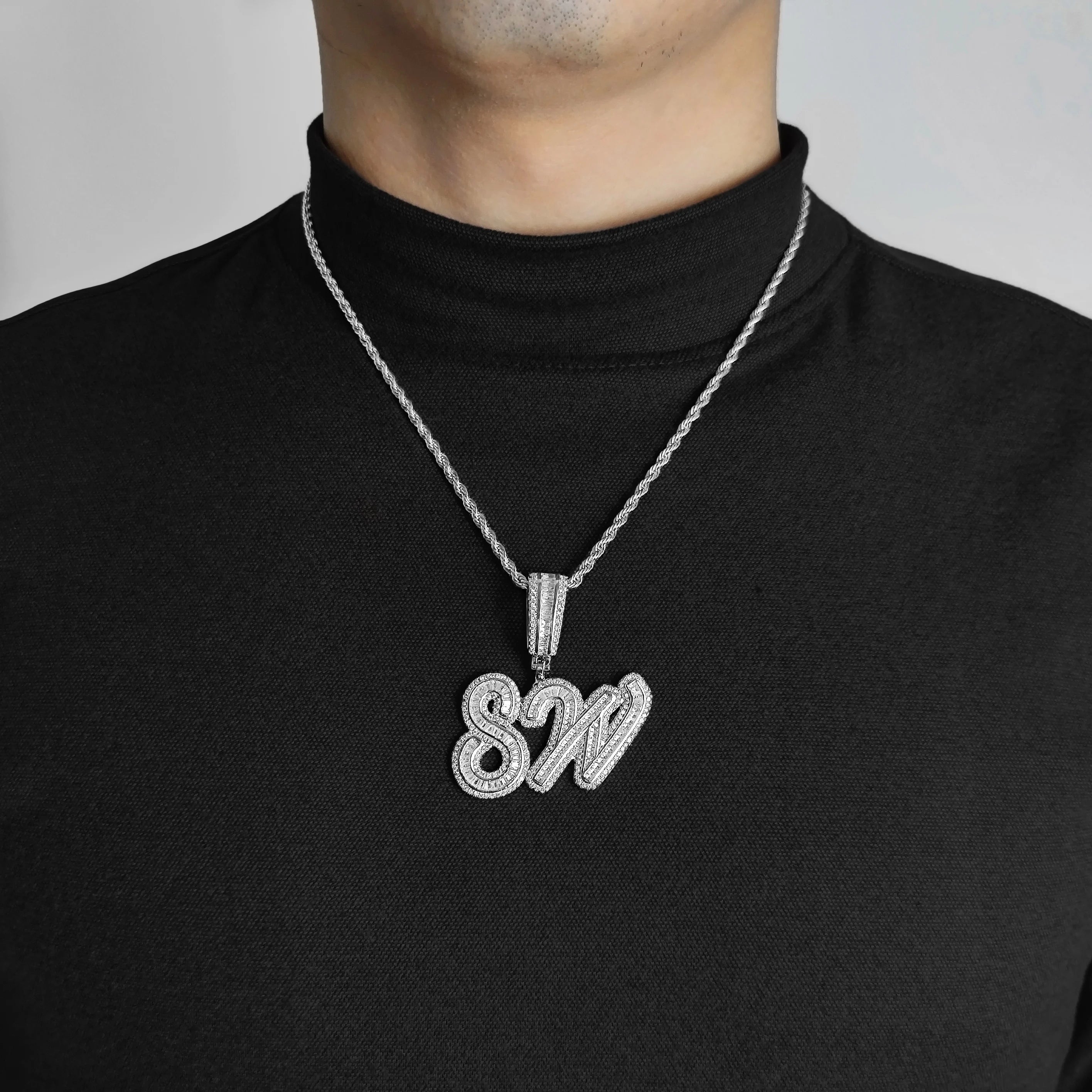Iced Out Letter Initial Necklace Name