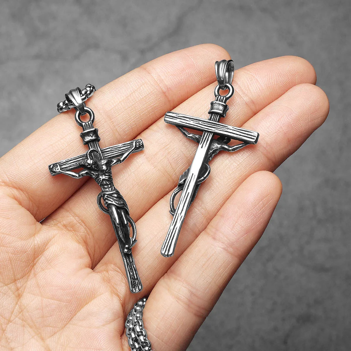 Cross Demon Pendant Necklace Stainless Steel