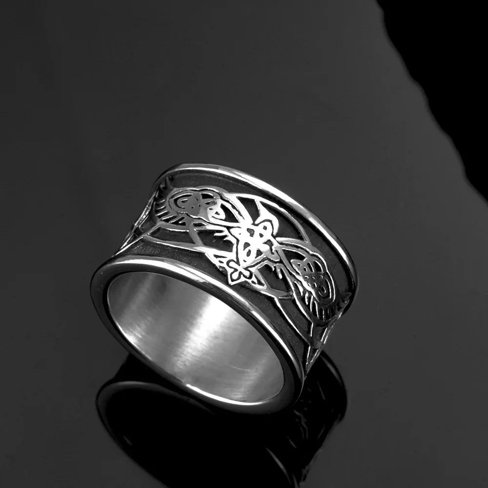 Vintage Viking Rings for Men Stainless Steel Nordic Warrior Shield Viking Rune Ring Fashion Amulet Jewelry Gift