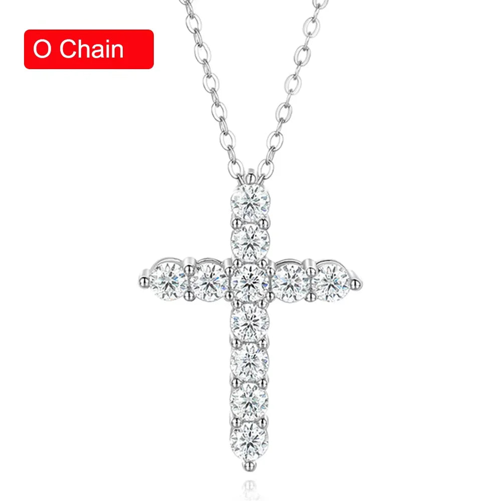Serenity 3mm 4mm 5mm Black Moissanite Cross Pendant Necklace For Women Men 100% S925 Sterling Silver Jesus Neck Chain