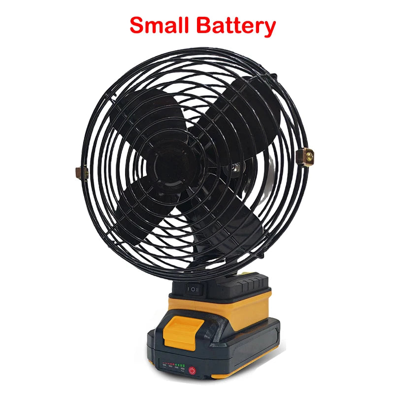 6 Inches Camping Fan 10000/20000mAh Outdoor Fishing Wireless Desktop Portable Metal Fan Strong Wind Fan FIt Dewalt 18V