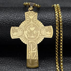Christian Christ Eucharist Halo Grape Juice Cross Necklace Stainless Steel Men Women Catholic Holy Spirit Church Chain