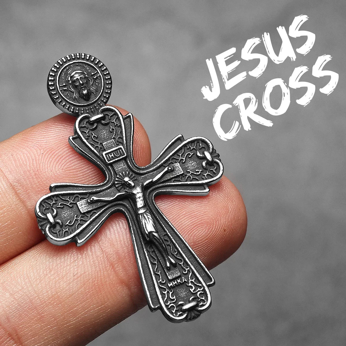 Cross Jesus Pendant Necklace Stainless Steel Retro