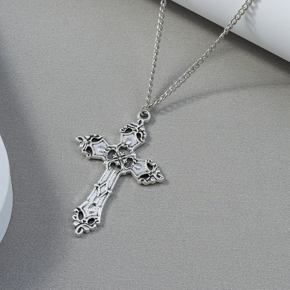 Retro Cross Pendant Necklaces for Women Men Gothic Steampunk Skull Necklace Chain Hip Hop Jewelry Gifts