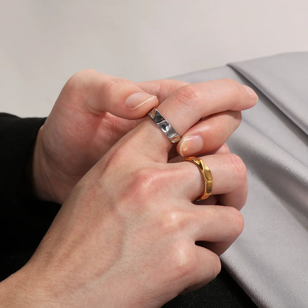 Thin Geometric Band Ring — Stainless Steel