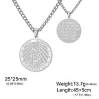 Dawapara Archangel Gabriel Pendant Necklace Double Side Carved Spiritual Protection Amulet Stainless Steel Jewelry