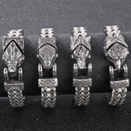 Nordic Viking Jewelry Man Bracelet With Snake Owl Wolf Head Solid Stainless Steel 12MM Mesh Link Chain Men's Bracelets