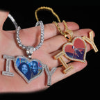 Iced Out Heart Photo Pendant Necklace