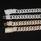 Iced Out Cuban Chain Necklace Stainless Steel 14MM