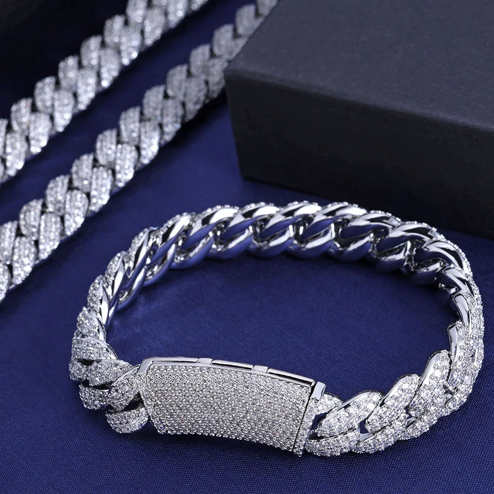 13mm Cuban Link Chain Necklaces Iced Out Miami Cuban Chain for Man Women Iced Out Shiny Inlaid Zircon Hip Hop Jewelry