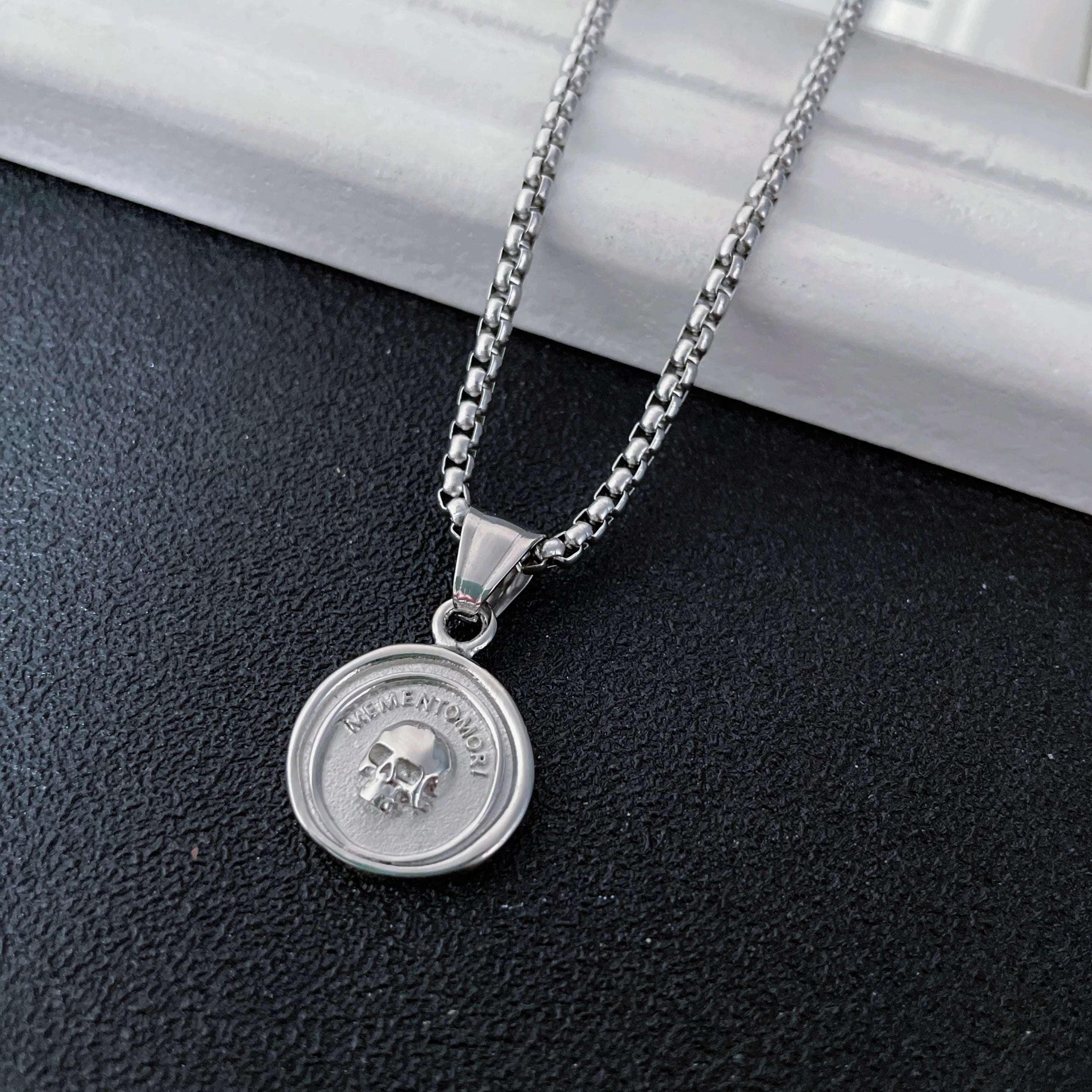 Memento Mori Skull Pendant Necklace — Stainless