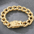 Punk Skeleton Jewelry Vintage Cuban Link Chain Bracelet for Man With Skull Head Clasp 316L Stainless Steel Bracelets