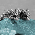 Stainless Steel Viking Dragon Head Necklace Men's Domineering Thick Chain Thor's Hammer Pendant Jewelry Biker Party