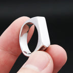 Fashion 316L Stainless Steel Simple Rings For Men Women Punk Hip Hop Square Band Flat Top Signet Ring Charm Party Jewelry Gifts