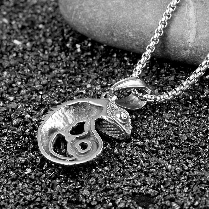 Gothic Stainless Steel Chameleon Pendant Necklace Punk Biker Animal Pendant Cool Men Fashion Jewelry Dropshipping Store