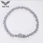 925 VVS Moissanite Star Chain Bracelet Hip Hop Jewelry Bling Iced Out Tennis Cross Bracelet Sterling Silver with GRA 7/8inch