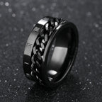 Roman Numerals Stainless Steel Chain Rotating Anxiety Black Rings For Men Fidget Metal Spinner Knuckle Ring Anillos De