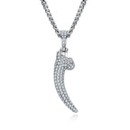 Iced Out Wolf Tooth Pendant Necklace