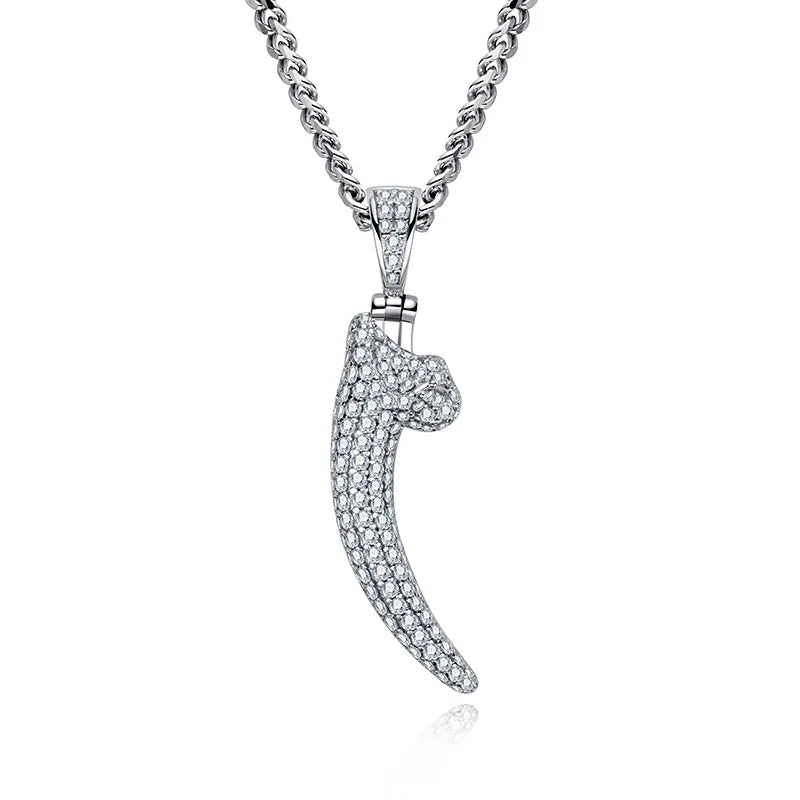 Iced Out Wolf Tooth Pendant Necklace