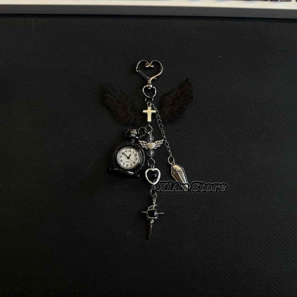 Original Hollow Heart Pocket Watch Chain keychain Design Steampunk Clock Vintage Necklace Pendant Jewelry Watch Men
