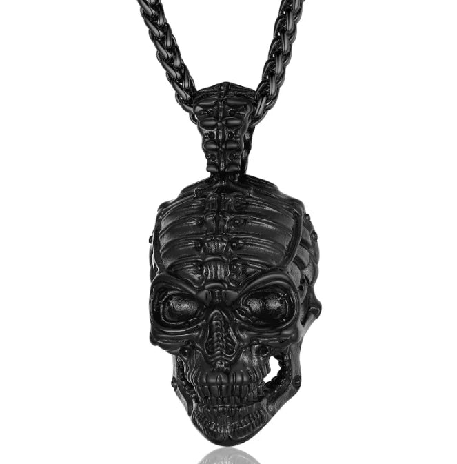 Skull Pendant Necklace — Stainless Steel Gothic