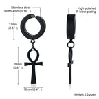 Ankh Cross Huggie Hoop Earrings — Stainless Steel