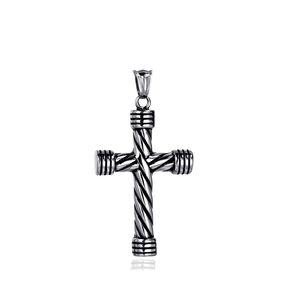 Korean Version Of Simple Stainless Steel Cross Necklace Pendant Men Fashion Christian Believer Pendant Punk Jewelry Gift