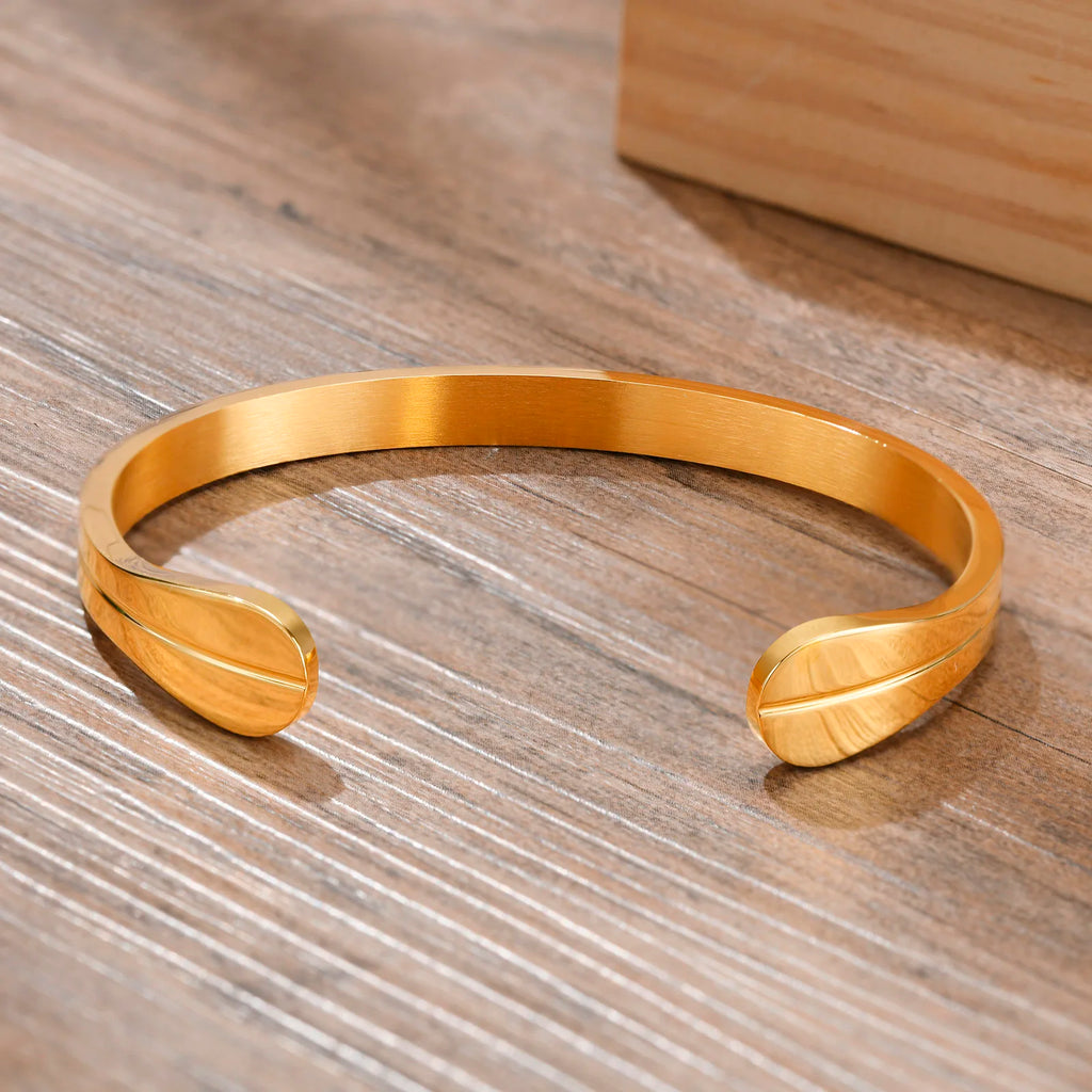 Minimal Thin Cuff Bangle Bracelet — Stainless Steel