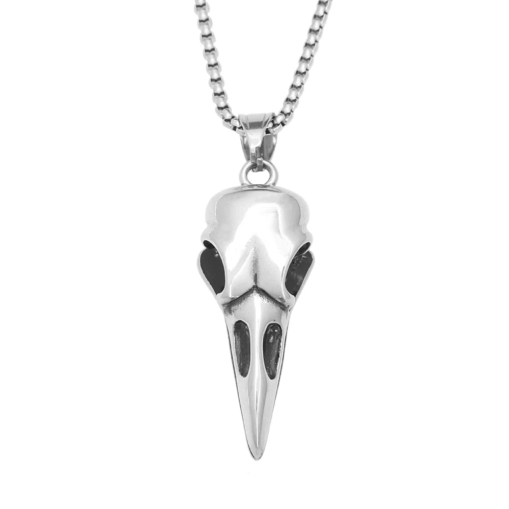 Viking Vintage Raven Skull Necklace Stainless Steel Odin Crow Pendant For Men Women Nordic Amulet Jewelry Gifts