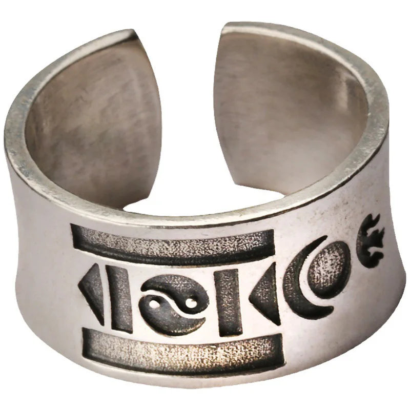 Retro SOYOMBO Mongolian Ring For Men Silver Color Punk Gothic Open Ring Blessing Jewelry Unisex Accessories Lovers Gift