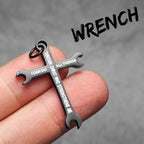 Wrench Cross Pendant Necklace — Stainless Steel