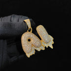 Iced Out Letter Pendant Necklace Stainless Steel