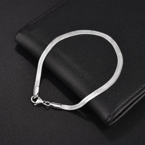 Classic 5mm Stainless Steel Snake Chain Bracelet