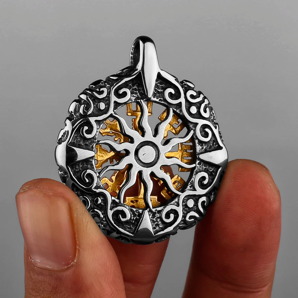 Viking Rune Hollow Amulet Pendant — Stainless Steel