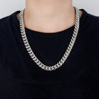 Hip Hop Punk 12mm Curb Cuban Chain Necklaces For Men 925 Sterling Silver Link Chain Chokers Solid Silver Metal on Neck Jewelry