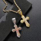 Cross Pendant Rope Chain Necklace Iced Out