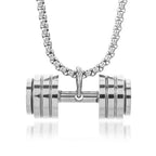 Cool Titanium Steel Dumbbell Pendant Necklace Barbell Fitness Pendant Men and Women Leisure Sports Punk Jewelry