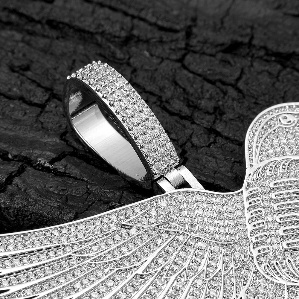 Iced Out Hummingbird Rope Chain Pendant Necklace