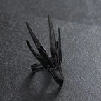1 PCS Dark Black Retro Hollowed Out Alloy Black Dragon Head Open Ring For Men's Halloween Party Ring
