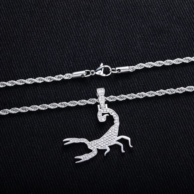 Iced Out Scorpion Pendant — 925 Silver
